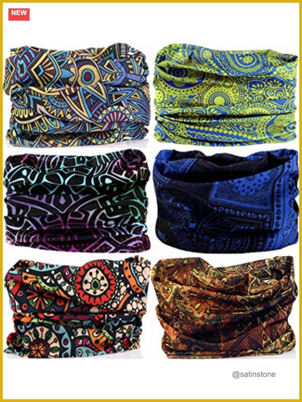 Multifunctional Headband Neck Gaiter Face Mask Polyester Microfiber 12-in-1